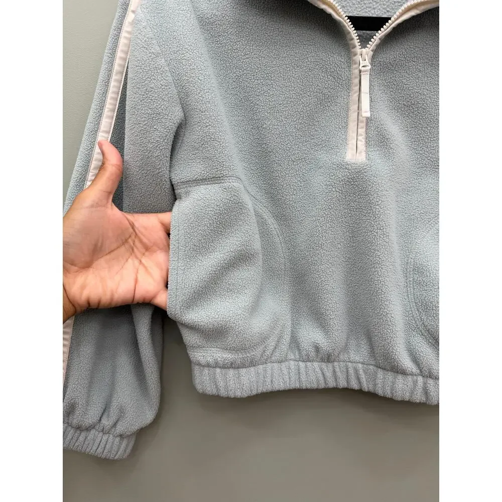 Girls Light Blue Quarter Zip Fleece Pullover Sweatshirt Size 8